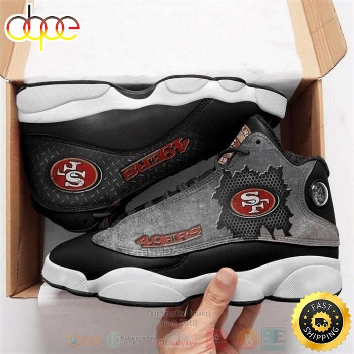 San Francisco 49Ers NFL Team Black Air Jordan 13 Shoes
