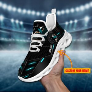 San Jose Sharks Personalized NHL Sport Black Max Soul Shoes