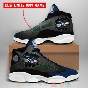 Seattle Seahawks Nfl Football Team Custom Name Air Jordan 13 Shoes 2
