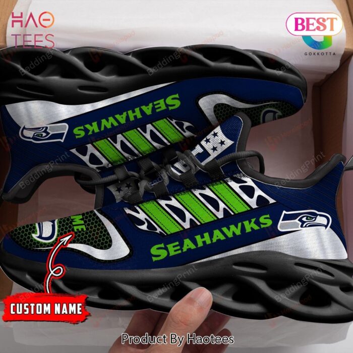 Seattle Seahawks Personalized Blue Green White Max Soul Shoes