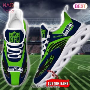 Seattle Seahawks Personalized Green Mix Blue Max Soul Shoes for Fan
