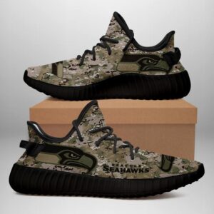 Seattle Seahawks US Military Camouflage Unisex Sneaker Football Custom Shoes Seattle Seahawks Yeezy