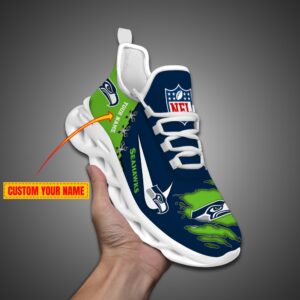 Seattle seahawks Personalized Ripped Design NFL Max Soul Shoes
