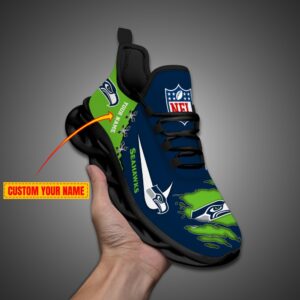 Seattle seahawks Personalized Ripped Design NFL Max Soul Shoes
