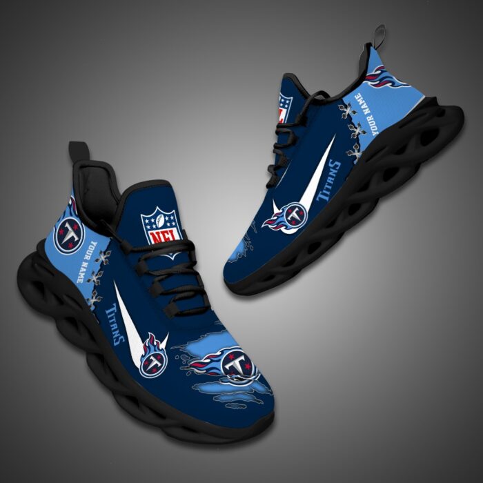 Tennessee Titans Personalized Ripped Design NFL Max Soul Shoes