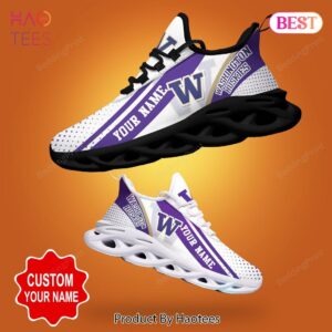 Washington Huskies NCAA Personalized White Mix Violet Max Soul Shoes