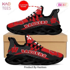 Wisconsin Badgers NCAA Black Mix Red Custom Name Max Soul Shoes