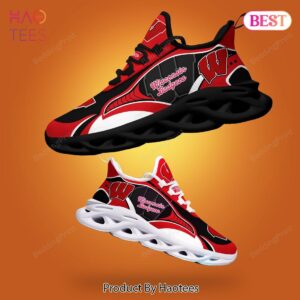 Wisconsin Badgers NCAA Red Black White Max Soul Shoes for NCAA Fan