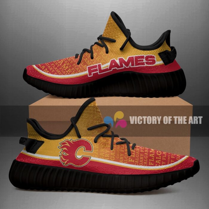 Words In Line Logo Calgary Flames Yeezy Shoes