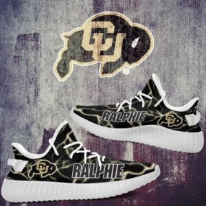 Yeezy Shoes Ncaa Colorado Buffaloes Gold Black Lightning Ralphie Yeezy Boost Sneakers