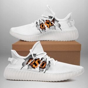 Yeezy Shoes Ncaa Oklahoma State Cowboys White Scratch Yeezy Boost Sneakers